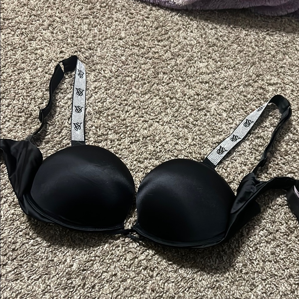 Black Bra with Logo Straps